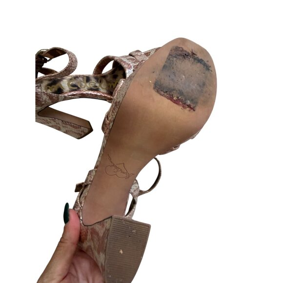 SAM EDELMAN Snake Print Platform Heels Sandals Size 8 - Picture 5 of 9